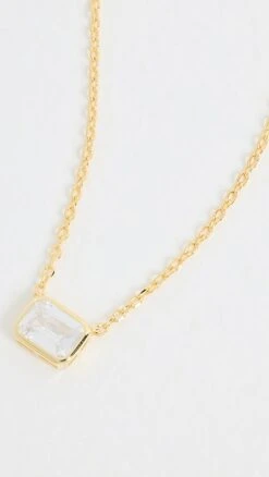 By Adina Eden Emerald Cut Bezel Solitaire Necklace