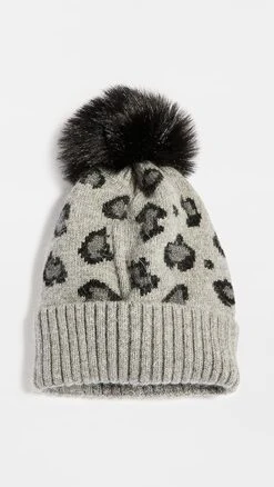 Adrienne Landau Leopard Print Hat With Pom