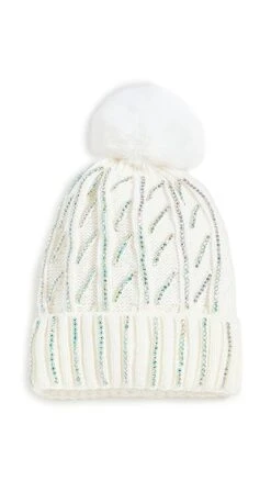 Adrienne Landau Knit Hat With Sequin And Faux Fur Pom Pom -Deals Madewell Store adrie202321c925 1665169111238 2 0. UX357 QL90