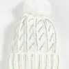 Adrienne Landau Knit Hat With Sequin And Faux Fur Pom Pom