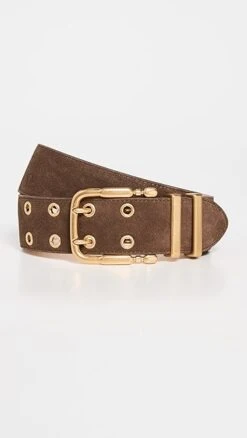 BY FAR Duo Wood Suede Leather Belt