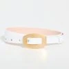 BY FAR Block White Semi Patent Leather Belt