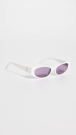 BY FAR Rodeo Solid White Sunglasses