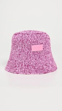 BY FAR Robbie Lipstick Cotton Melange Bucket Hat