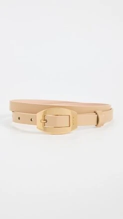 BY FAR Block Kraft Semi Patent Leather Belt