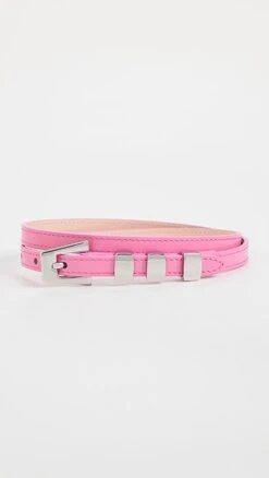 BY FAR Vic Lipstick Semi Patent Leather Belt