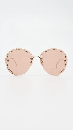 Chloé Chloe Idora Leather Round Sunglasses