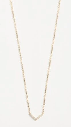 EF Collection 14k Gold Diamond Mini Chevron Necklace