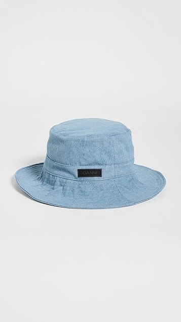 GANNI Recycled Tech Bucket Hat Denim 1 GANNI Recycled Tech Bucket Hat Denim