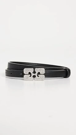 GANNI Logo Rhinestones Belt