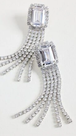 Kenneth Jay Lane 45cttw Round Cz Glam Fringe Post Earrings