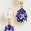 Kenneth Jay Lane Pearl And Crystal Teardrop Post Earrings