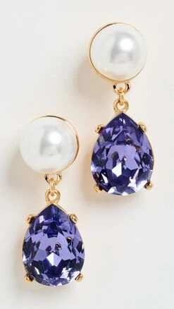 Kenneth Jay Lane Pearl And Crystal Teardrop Post Earrings