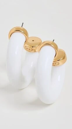 Kenneth Jay Lane White Resin Hoop Earrings