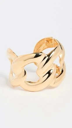 Kenneth Jay Lane Gold Link Hinged Cuff Bracelet