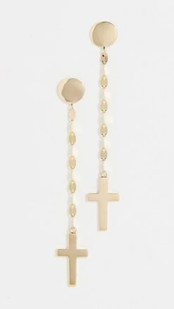 LANA Disc Cross Linear Blake Earrings