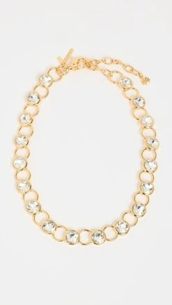 Lele Sadoughi 14k Crystal Link Necklace