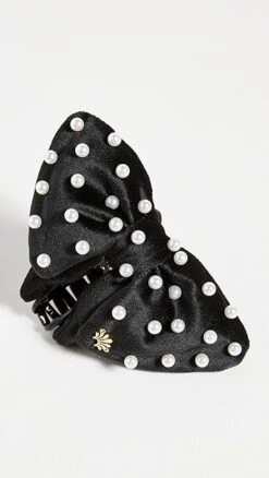 Lele Sadoughi Pearl Velvet Simone Bow Clip