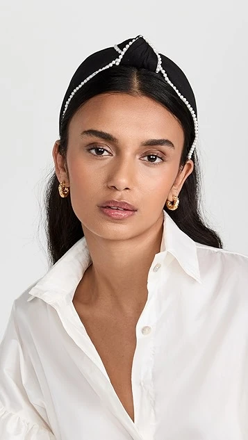 Lele Sadoughi Beaded Edge Knotted Headband 2 Lele Sadoughi Beaded Edge Knotted Headband - Image 2