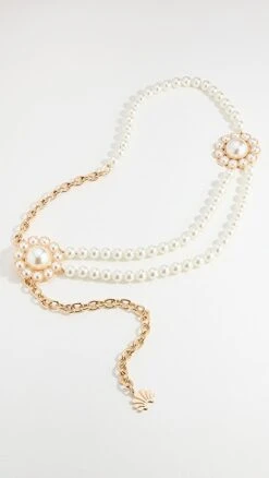 Lele Sadoughi Pearl Brooch Belt
