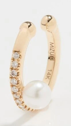 Mizuki 14k Pearl Pave Ear Cuff