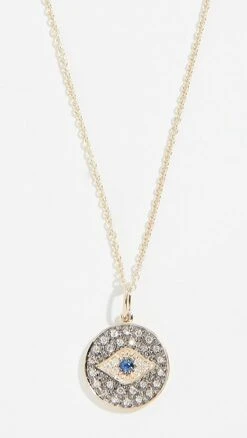 Sydney Evan 14k Small Eye Disc Necklace
