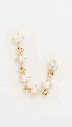 Zoe Chicco 14k 6 Linked Prong Diamond Chain Double Stud Earring